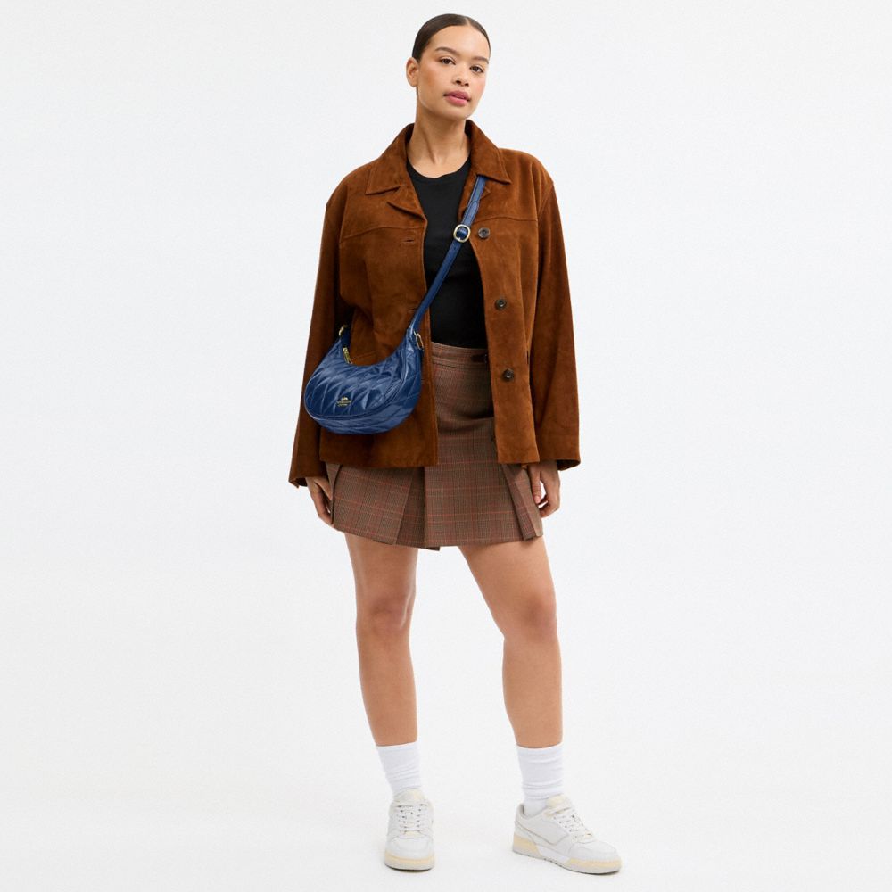 Coach Emily Shoulder Bag With Quilting Gold Deep Blue
