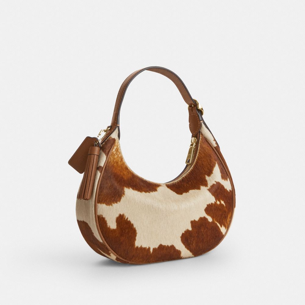 Coach Emily Shoulder Bag In Haircalf With Cow Print Gold Cow Multi