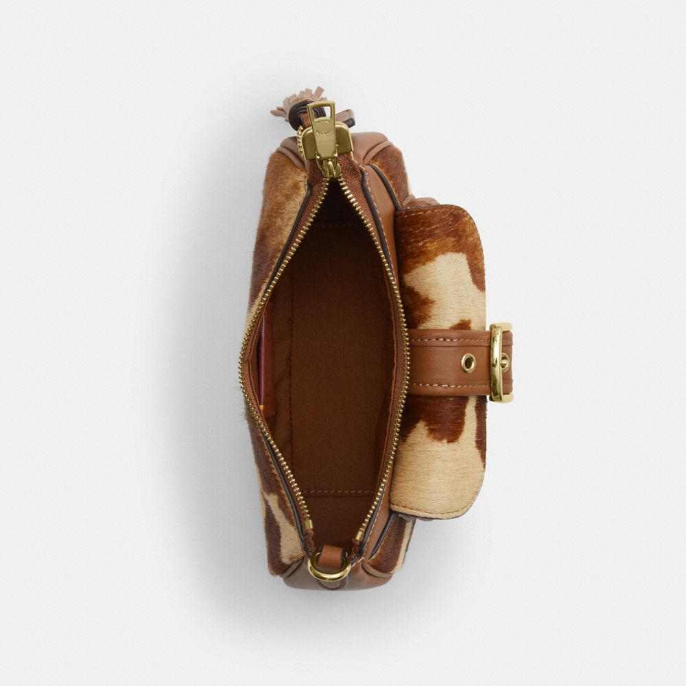 Coach Ashton Mini Shoulder Bag In Haircalf With Cow Print Gold Cow Multi