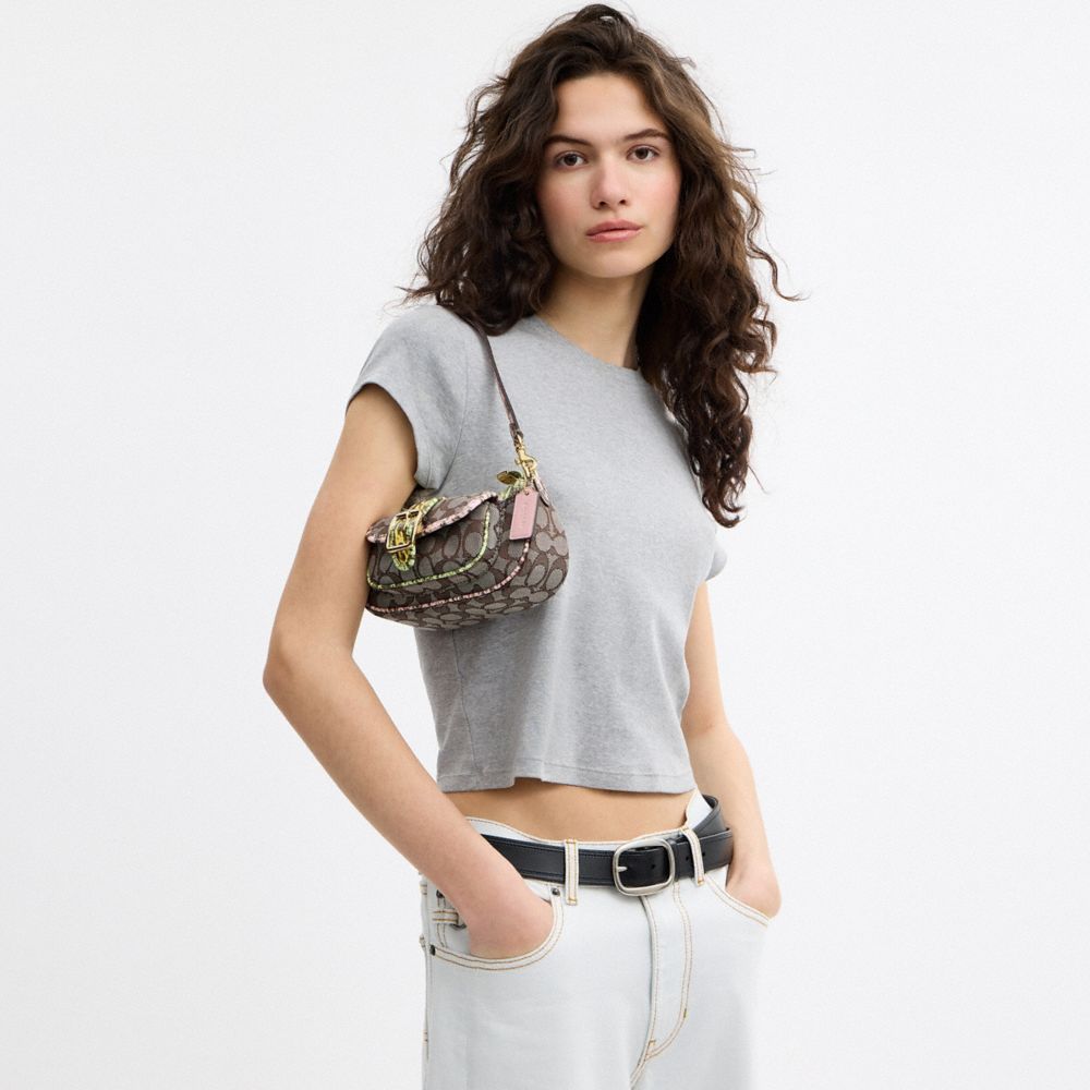 Coach Ashton Mini Shoulder Bag In Signature Jacquard Gold Oak Multi
