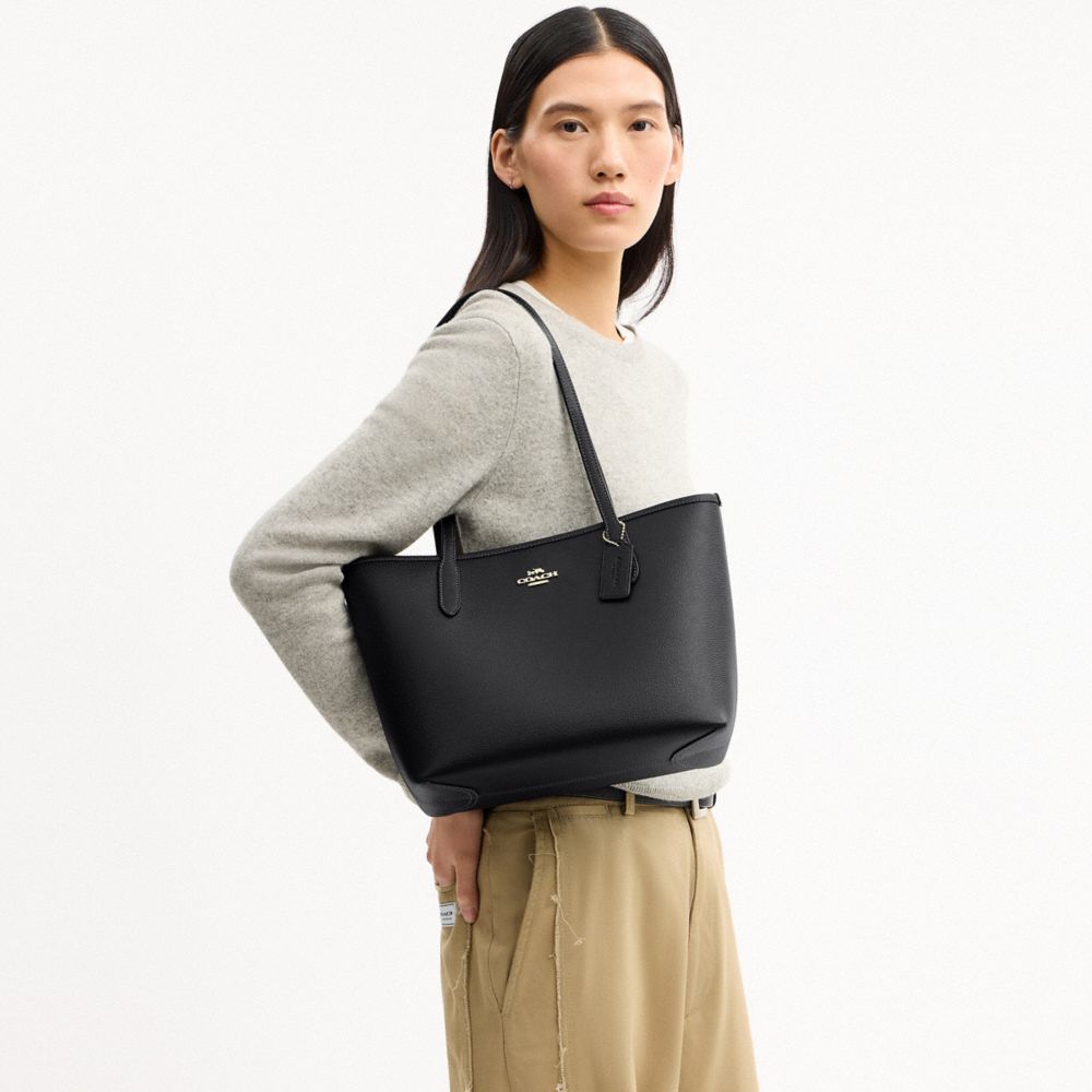 Coach Medium City Tote Bag Gold Black