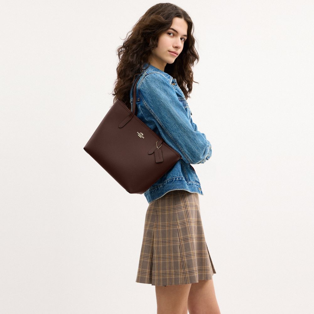 Coach Medium City Tote Bag Gold Maple