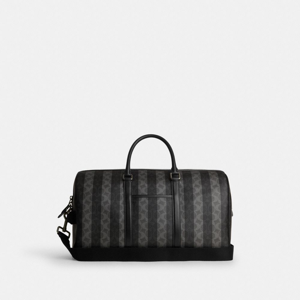 Coach Venturer Bag In Signature Canvas With Stripes Gunmetal Black Grey