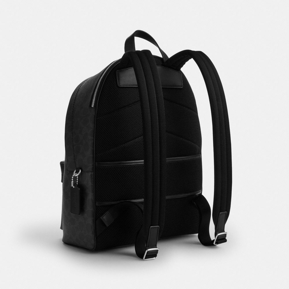 Coach Taylor Backpack In Signature Canvas Silver Black Signature