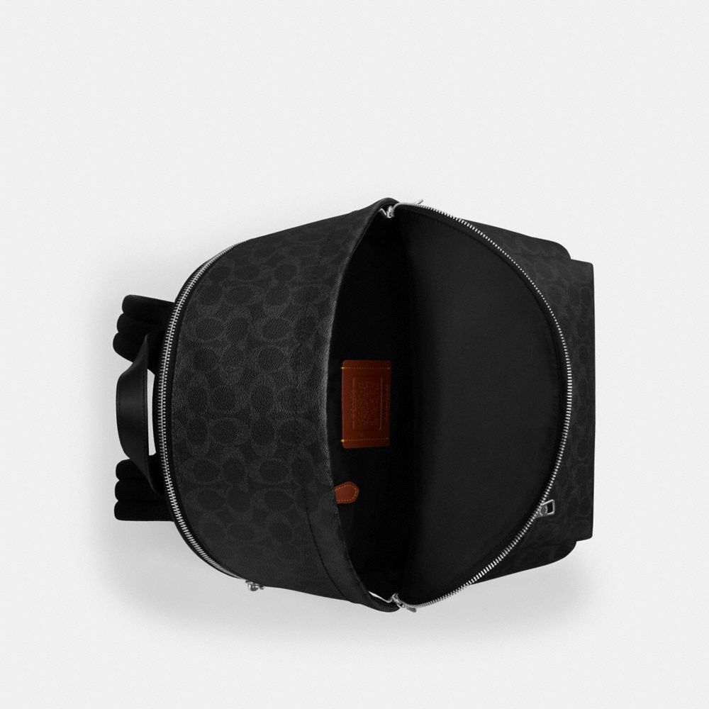 Coach Taylor Backpack In Signature Canvas Silver Black Signature