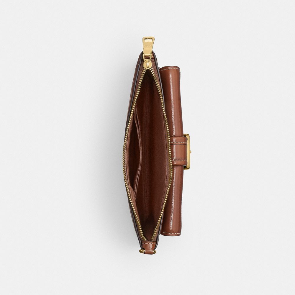 Coach Ashton Wristlet With Striped Patchwork Gold Redwood Multi