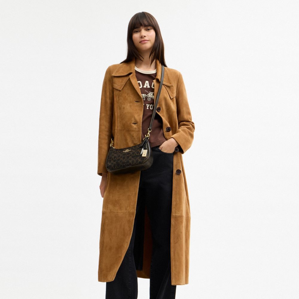 Coach Teri Shoulder Bag In Loved Signature Canvas With Charms Gold Brown
