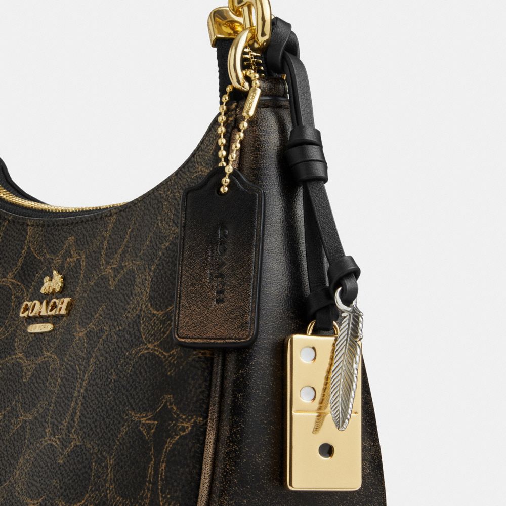 Coach Teri Shoulder Bag In Loved Signature Canvas With Charms Gold Brown