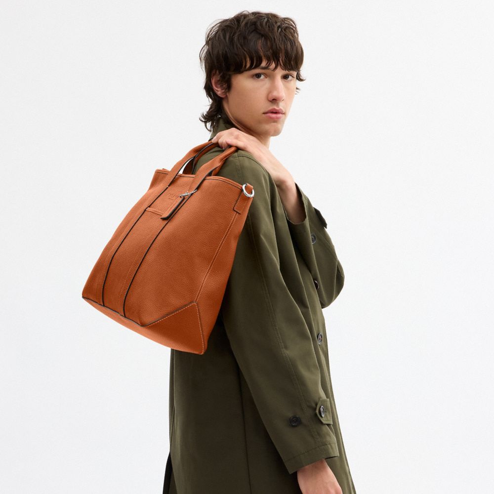 Coach Grayson Tote Bag Silver Amber Brown