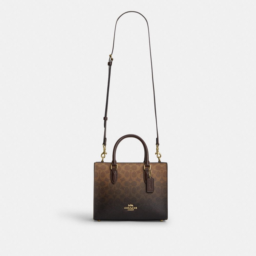 Coach Maggie Small Tote Bag In Ombre Signature Canvas Gold Brown