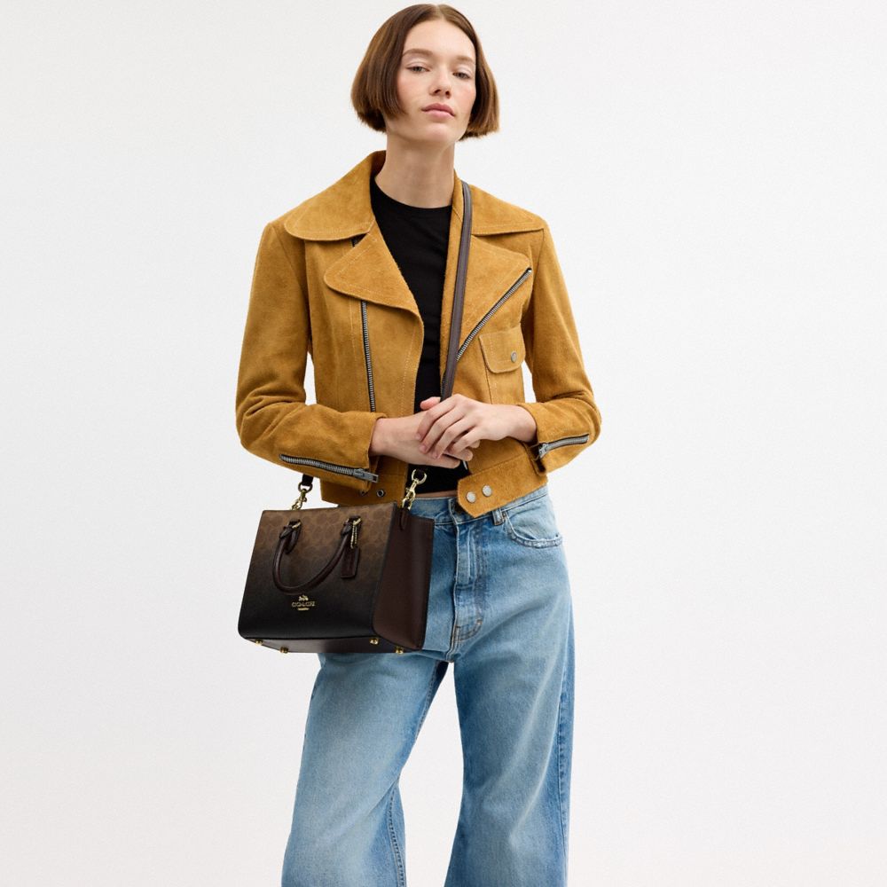 Coach Maggie Small Tote Bag In Ombre Signature Canvas Gold Brown