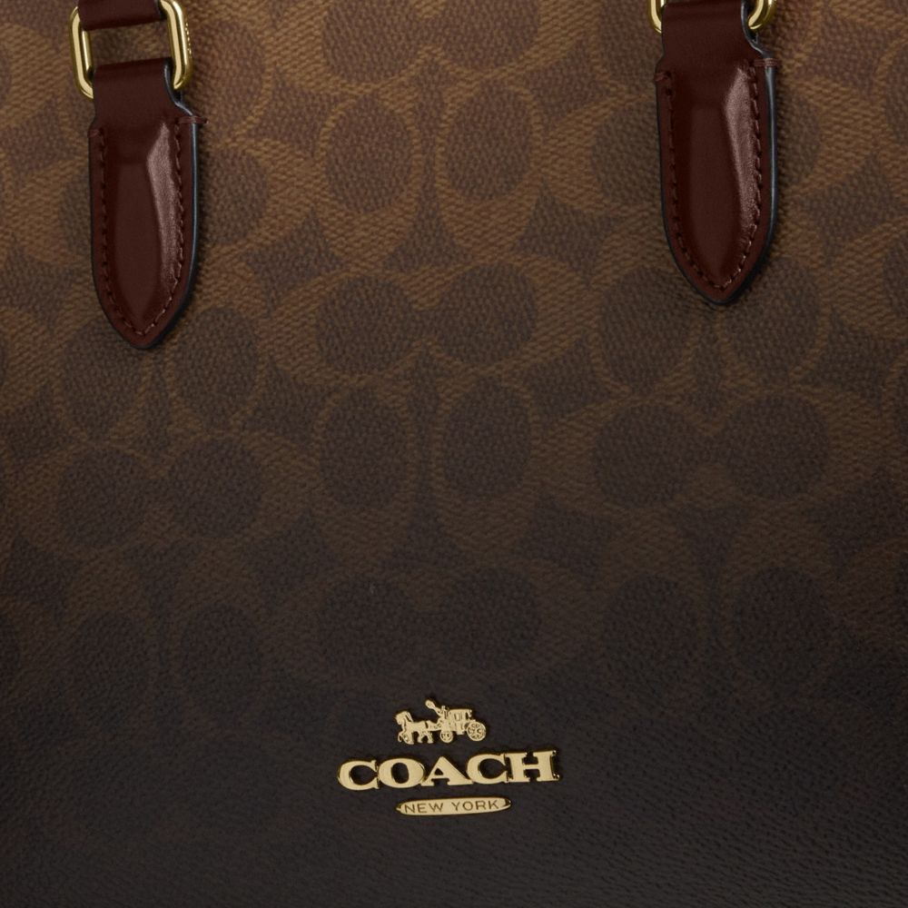 Coach Maggie Small Tote Bag In Ombre Signature Canvas Gold Brown