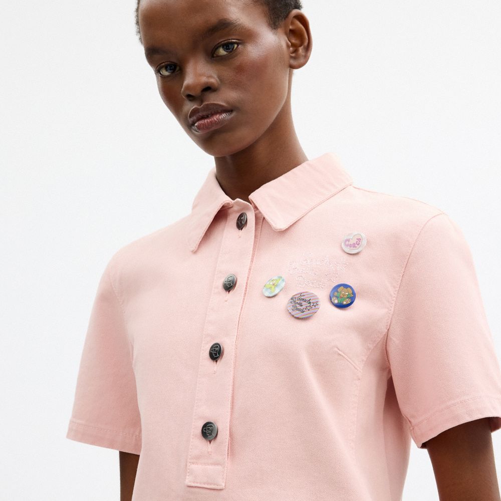Coach Coach | Brain Dead Short Sleeve Denim Mini Dress Pink