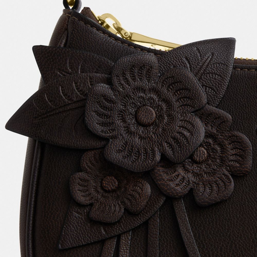 Coach Teri Shoulder Bag With Floral Applique Gold Maple