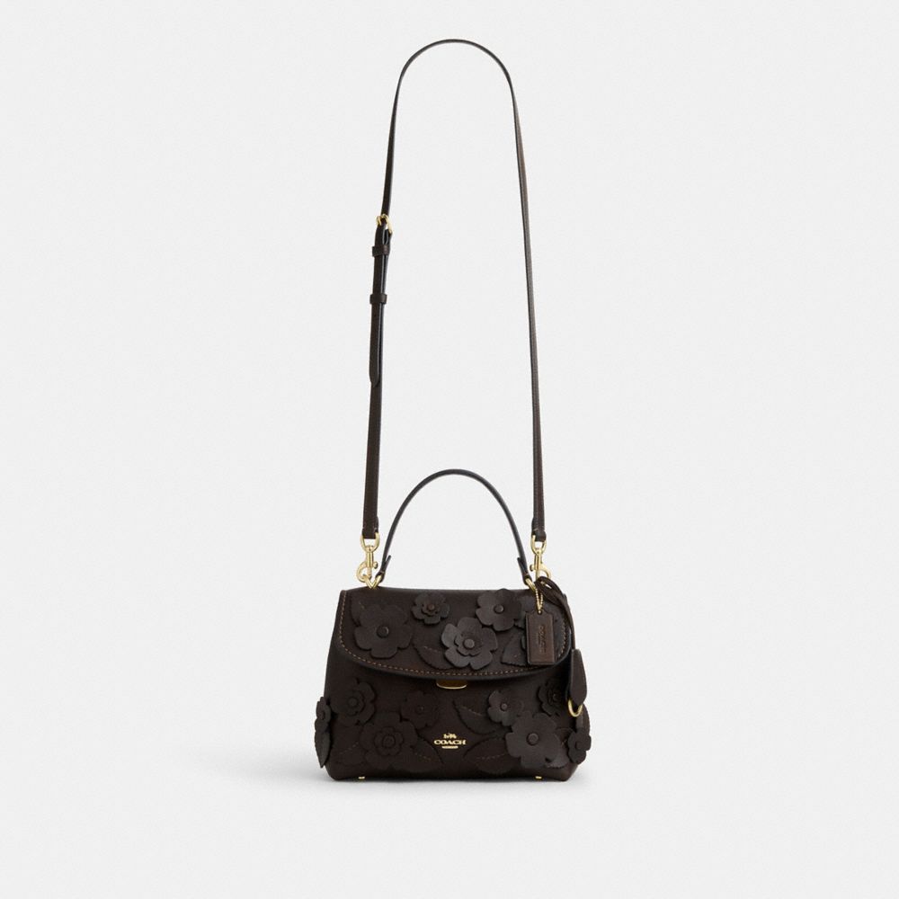 Coach Emory Top Handle Bag With Floral Applique Gold Maple