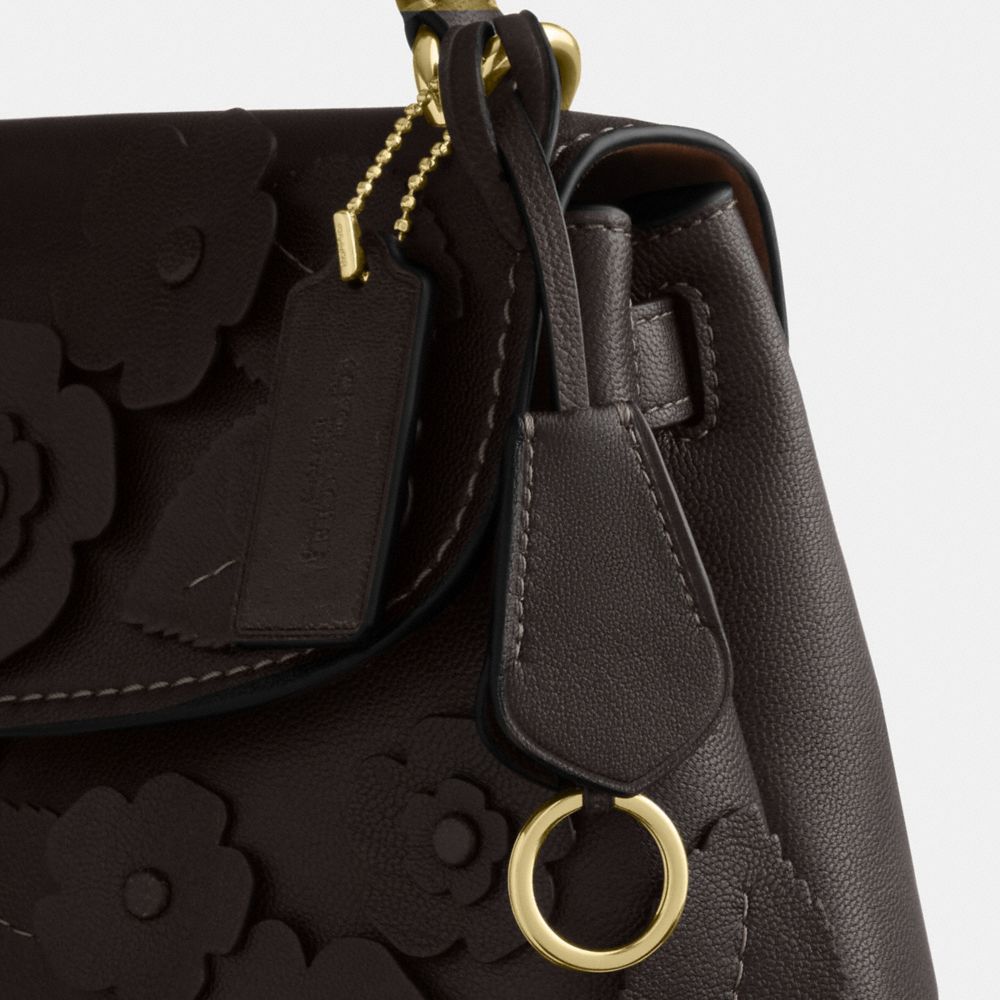 Coach Emory Top Handle Bag With Floral Applique Gold Maple