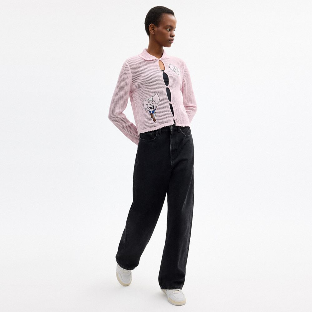 Coach Coach | Brain Dead Kachi Mouse Cardigan In Organic Cotton Pink