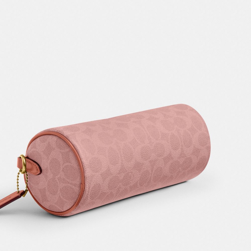 Coach Barrel Bag In Signature Canvas Brass Melon Pink