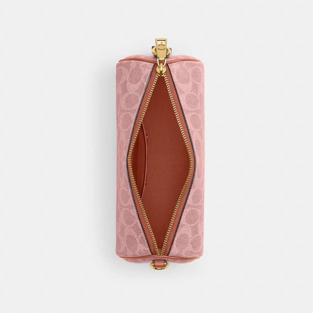 Coach Barrel Bag In Signature Canvas Brass Melon Pink