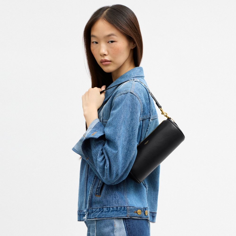 Coach Barrel Bag Brass Black