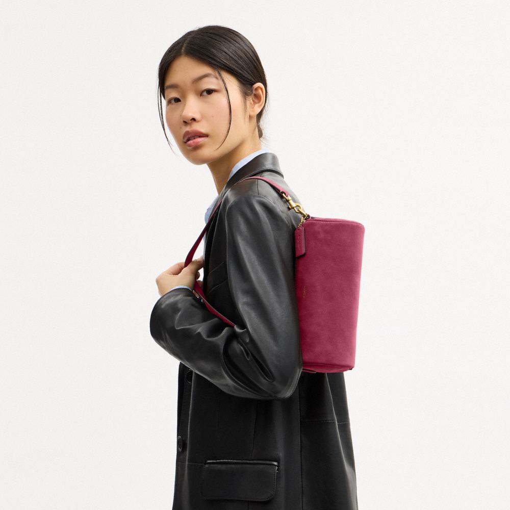 Coach Barrel Bag Brass Dark Fuchsia