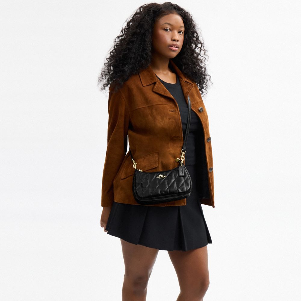 Coach Teri Shoulder Bag With Quilting Gold Black