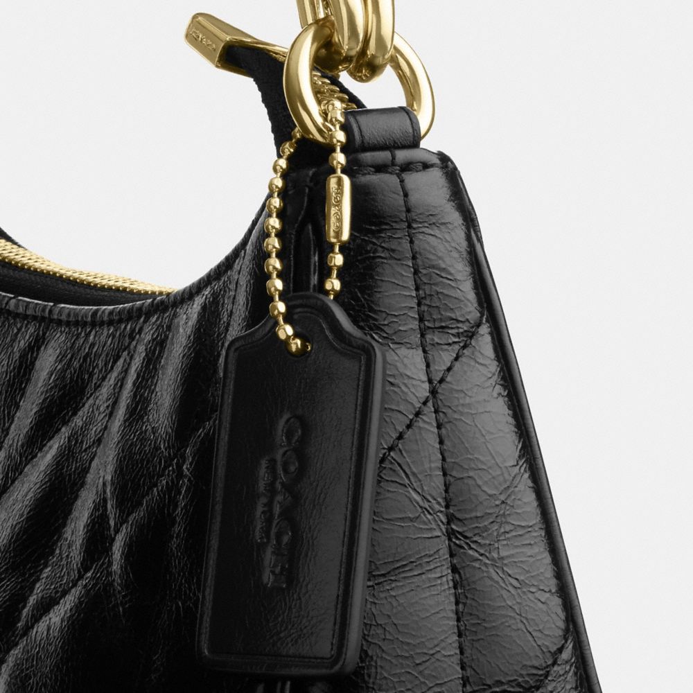 Coach Teri Shoulder Bag With Quilting Gold Black