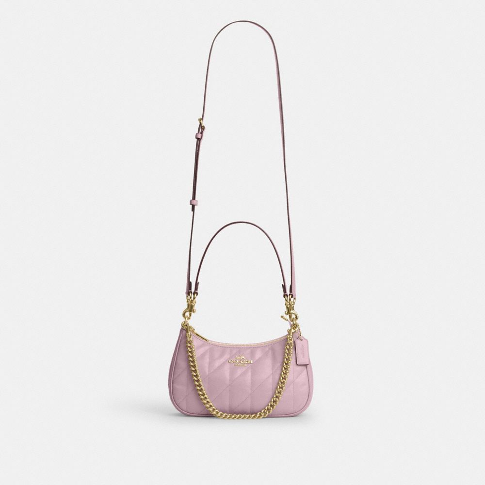 Coach Teri Shoulder Bag With Quilting Gold Carnation