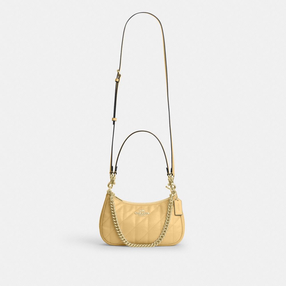 Coach Teri Shoulder Bag With Quilting Gold Soft Yellow