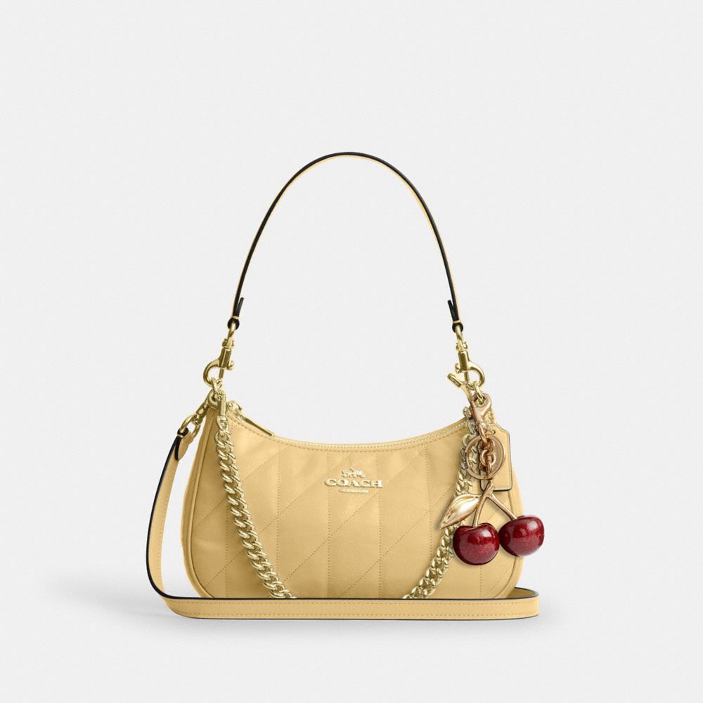 Coach Teri Shoulder Bag With Quilting Gold Soft Yellow