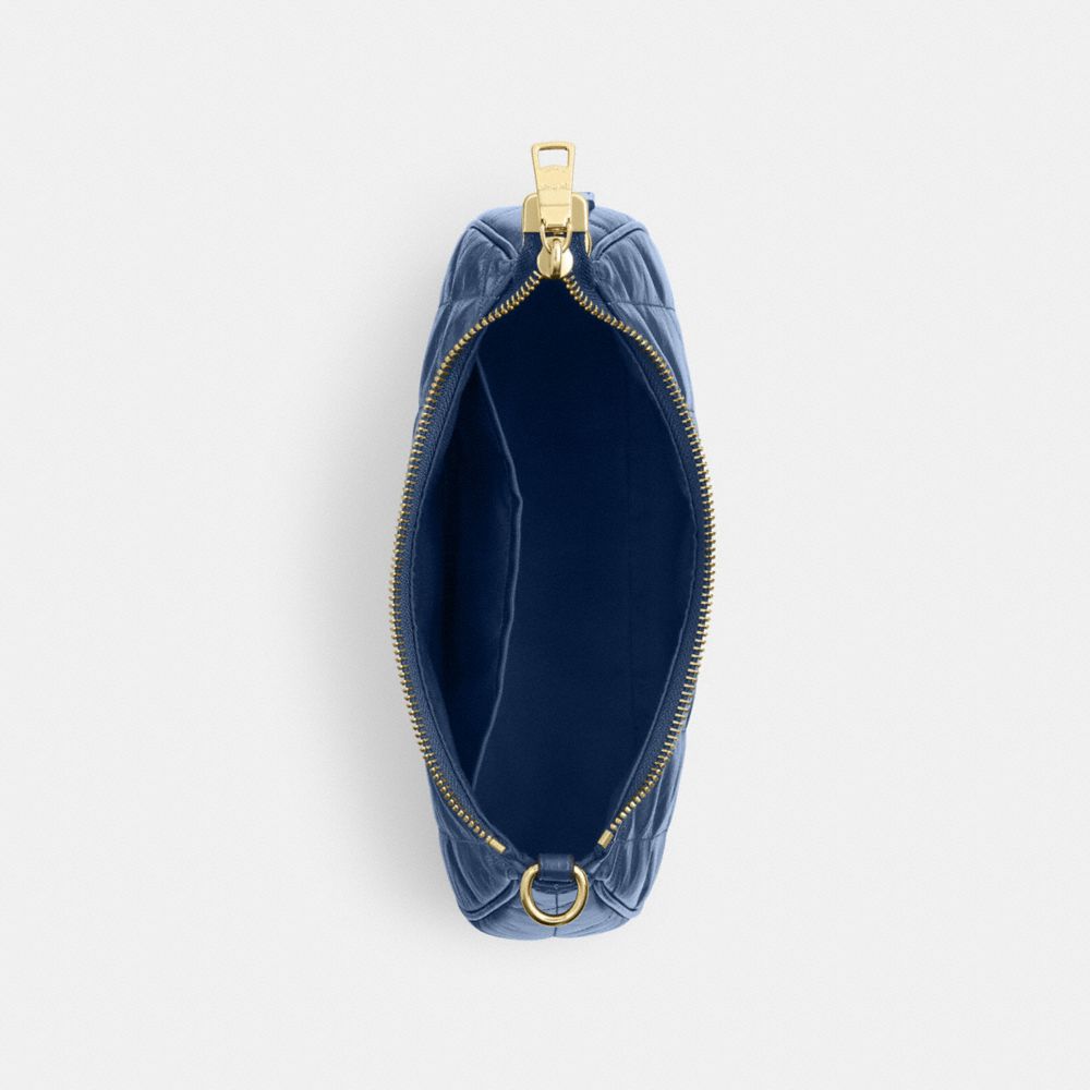 Coach Teri Shoulder Bag With Quilting Gold Deep Blue