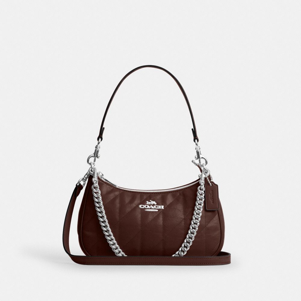 Coach Teri Shoulder Bag With Quilting Silver Maple