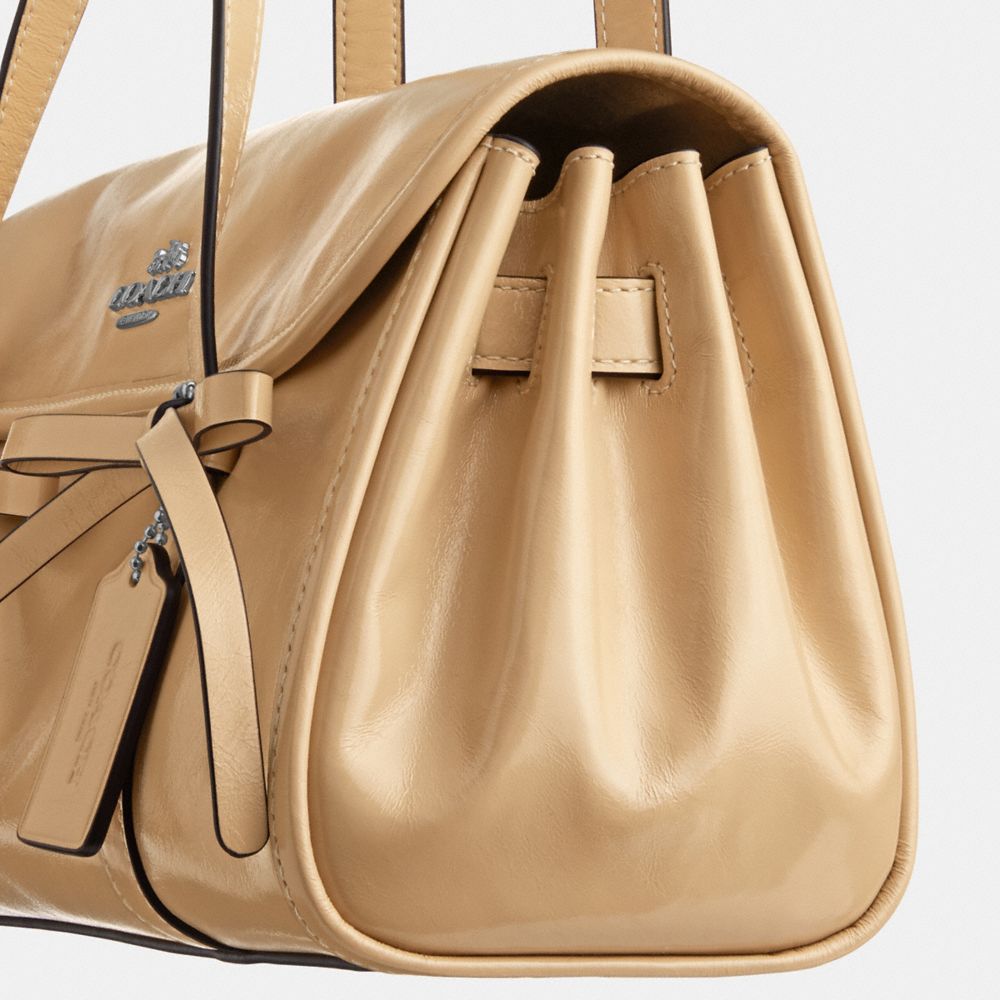 Coach Bridget Flap Shoulder Bag With Bows Silver Light Sand
