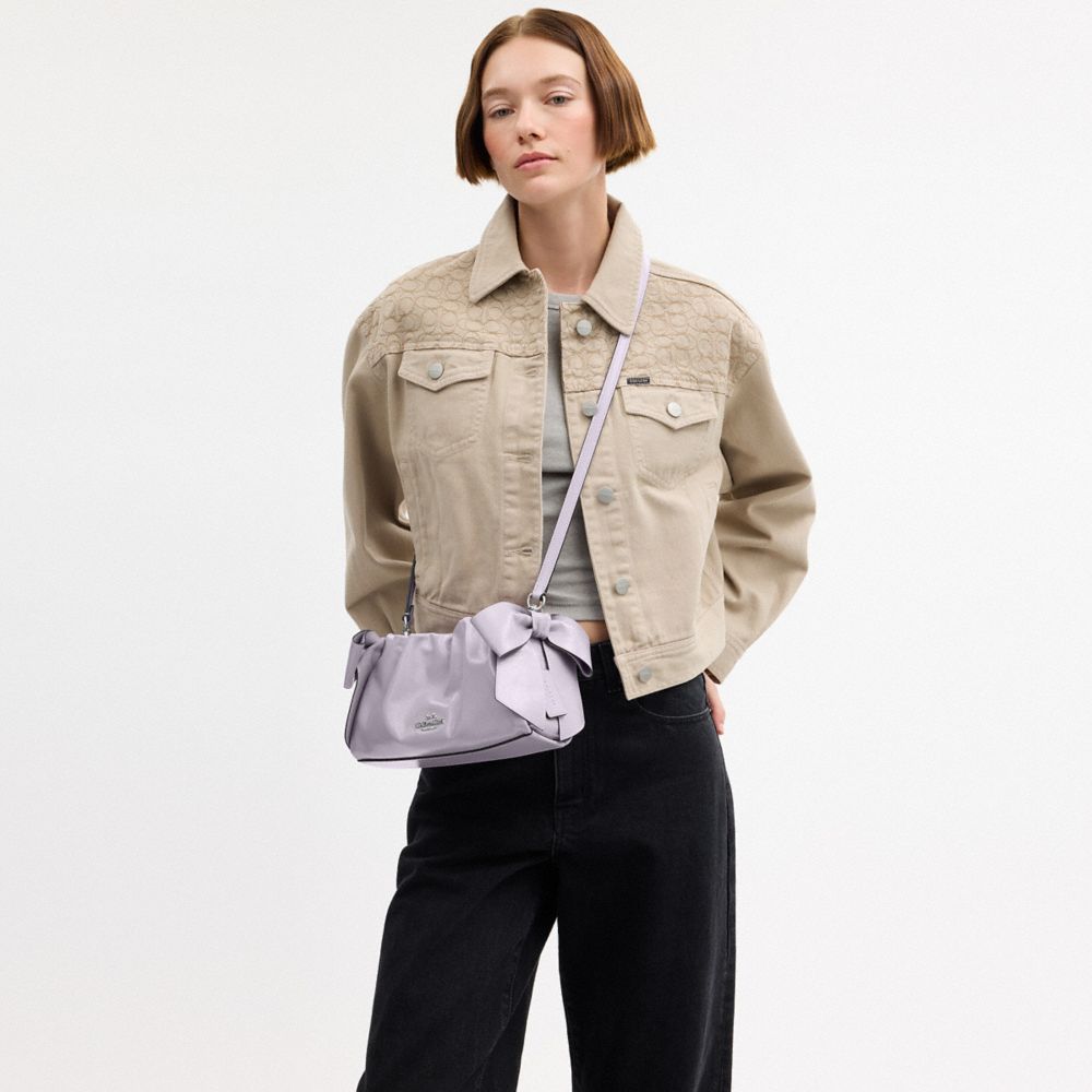 Coach Faye Shoulder Bag With Bows Silver Light Amethyst
