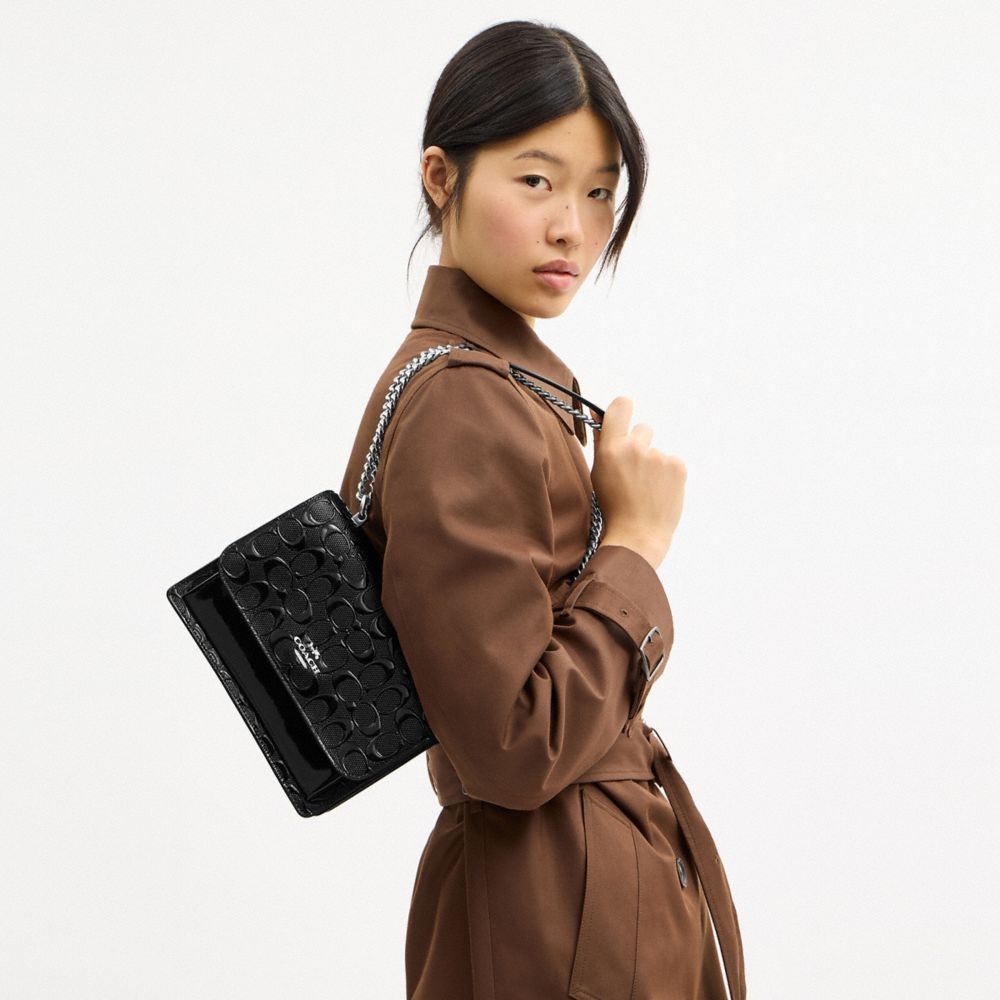 Coach Klare Crossbody Bag In Signature Leather Silver Black