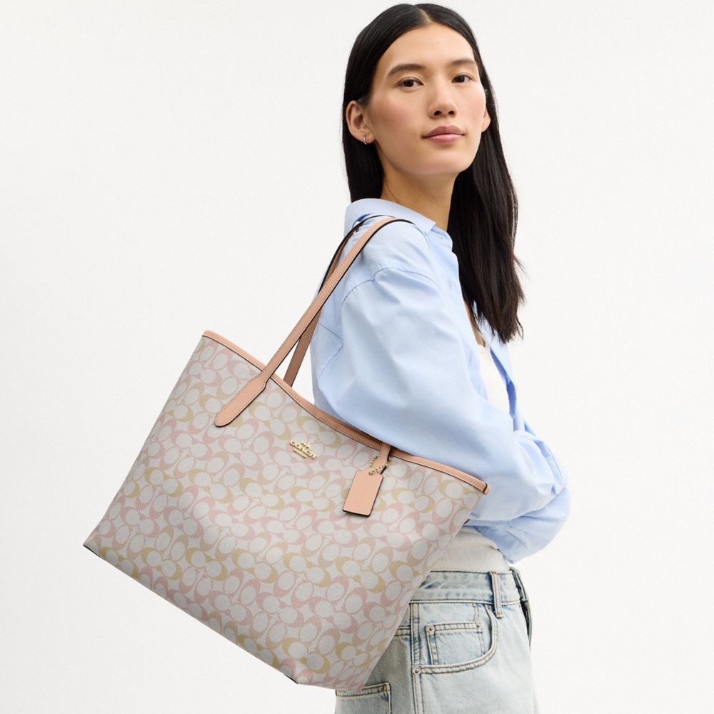 Coach City Tote Bag In Signature Canvas Im Chalk Pink