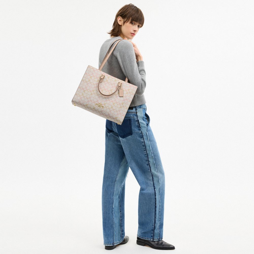 Coach Maggie Tote Bag In Signature Canvas Im Chalk Pink