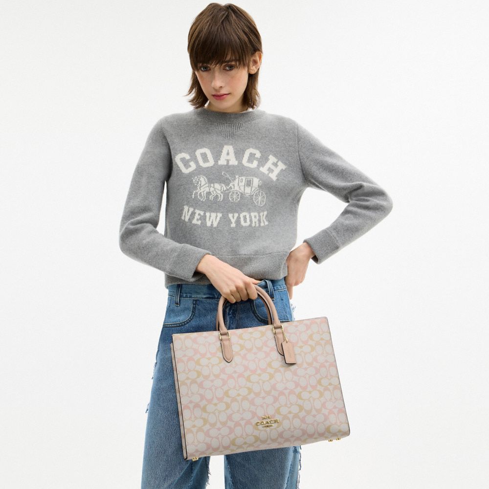 Coach Maggie Tote Bag In Signature Canvas Im Chalk Pink