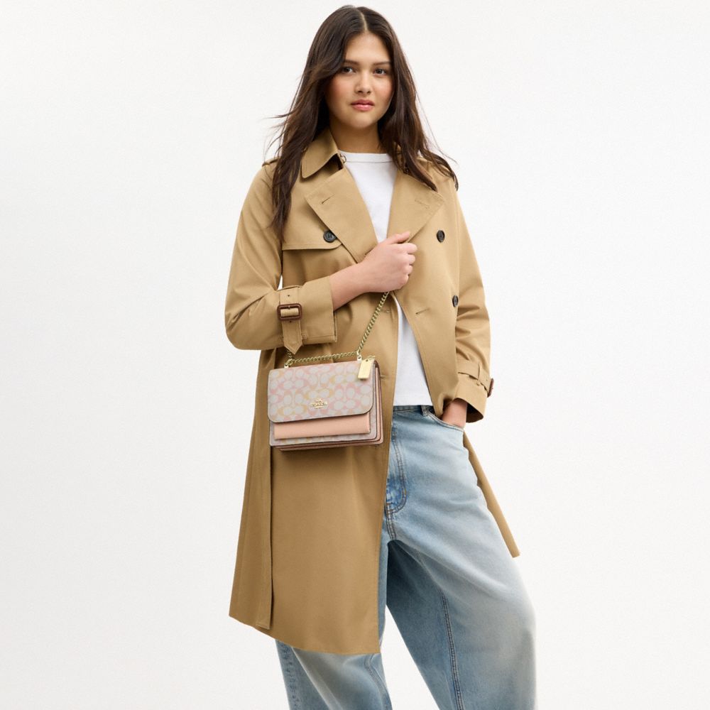Coach Klare Crossbody Bag In Signature Canvas Gold Chalk Pink
