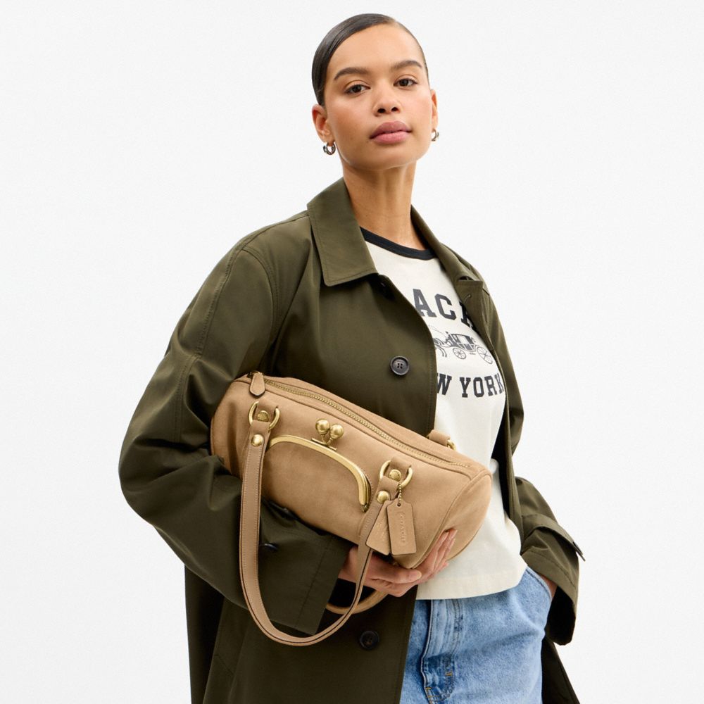 Coach Kisslock Barrel Bag Brass Soul