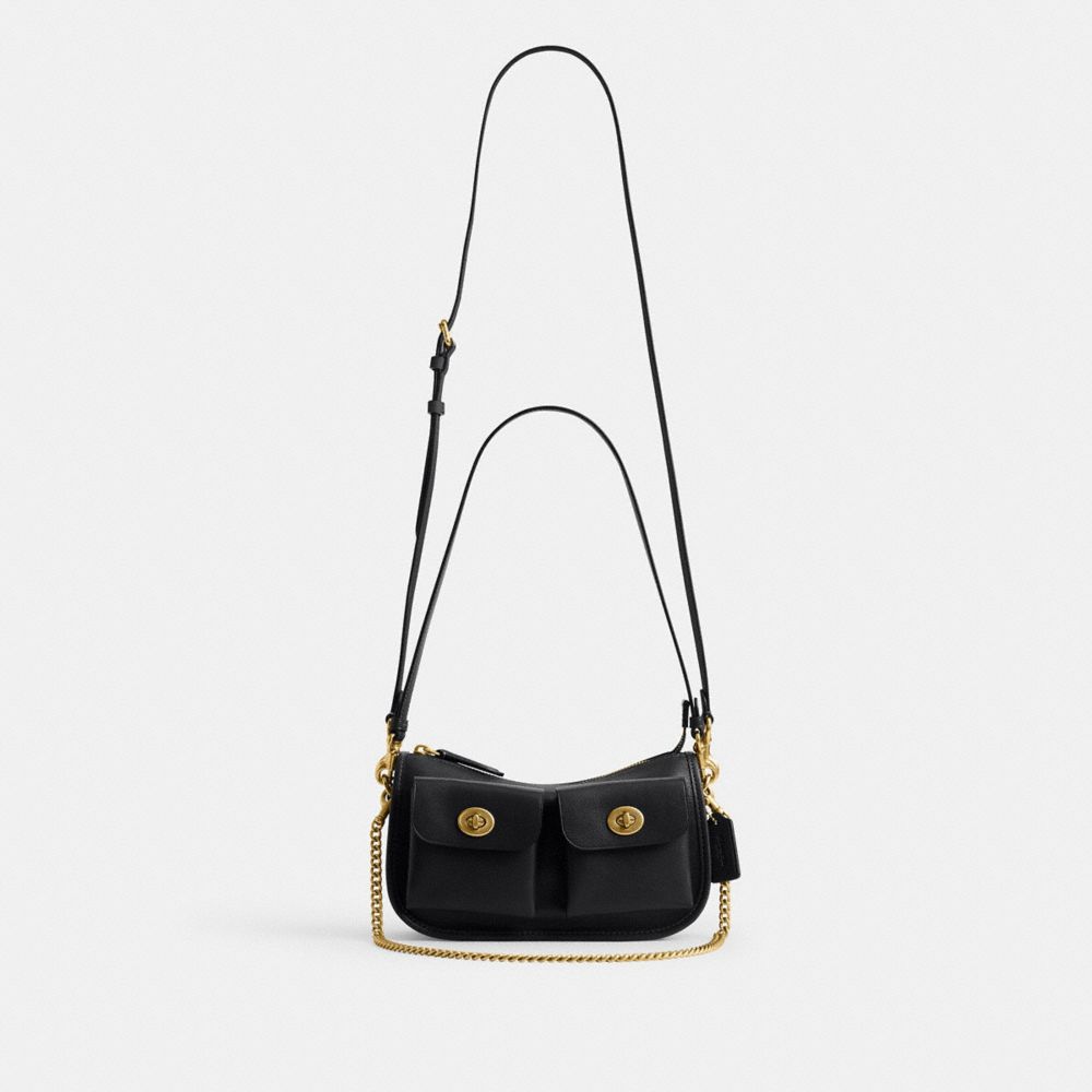 Coach Twin Turnlock Waverly Bag Brass Black