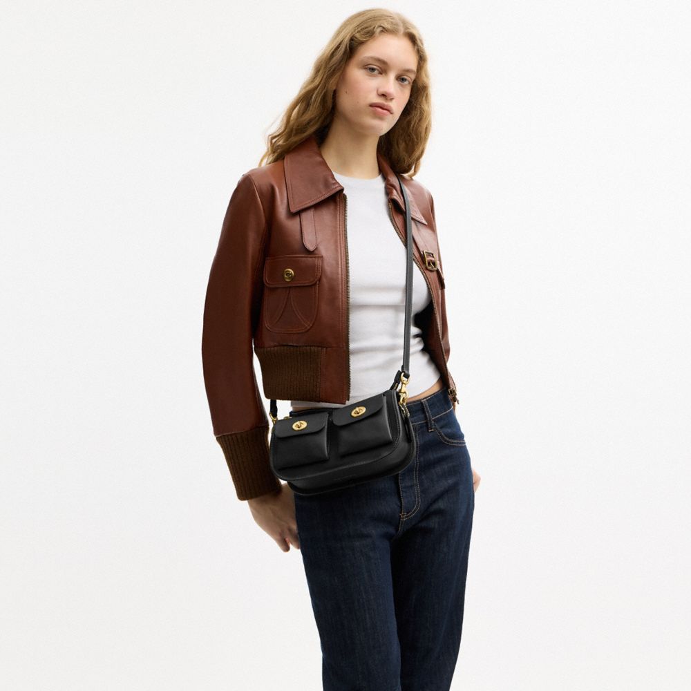 Coach Twin Turnlock Waverly Bag Brass Black