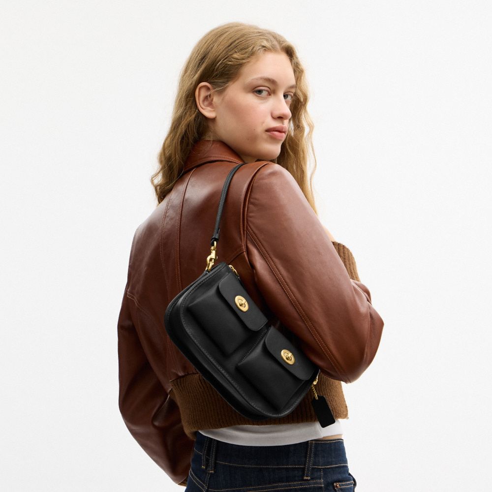 Coach Twin Turnlock Waverly Bag Brass Black
