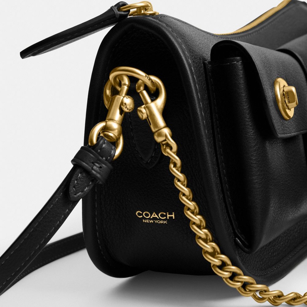 Coach Twin Turnlock Waverly Bag Brass Black