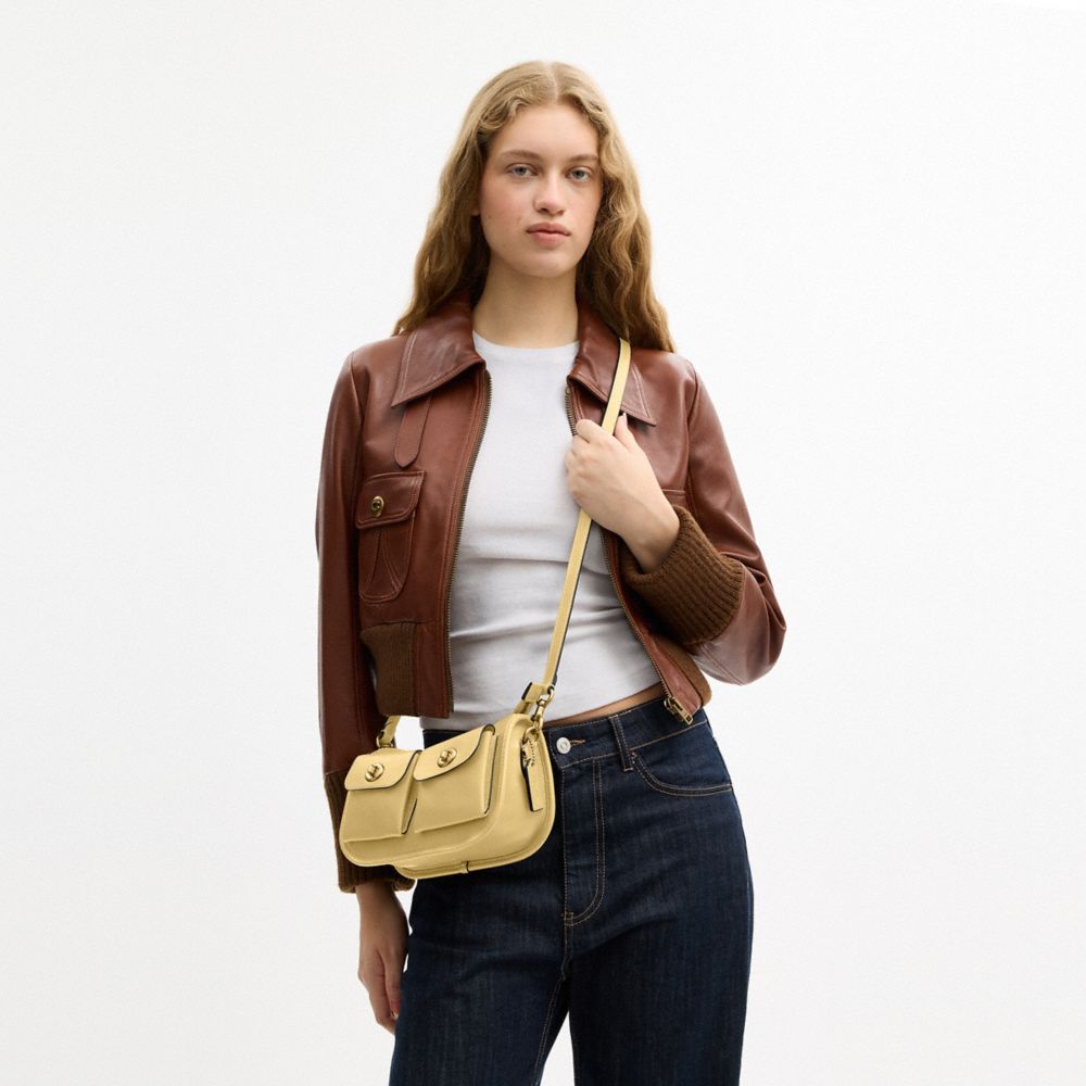 Coach Twin Turnlock Waverly Bag Brass Vanilla