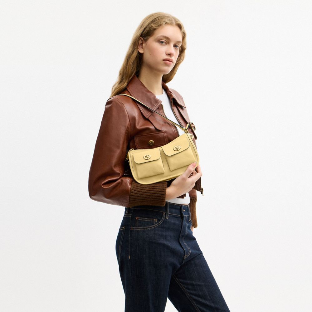 Coach Twin Turnlock Waverly Bag Brass Vanilla