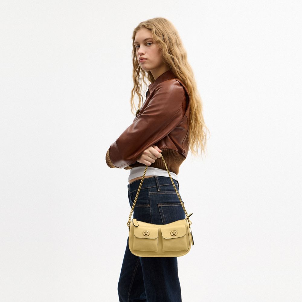 Coach Twin Turnlock Waverly Bag Brass Vanilla