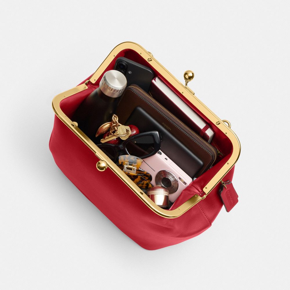 Coach Kisslock Frame Bag 27 Brass/Poppy
