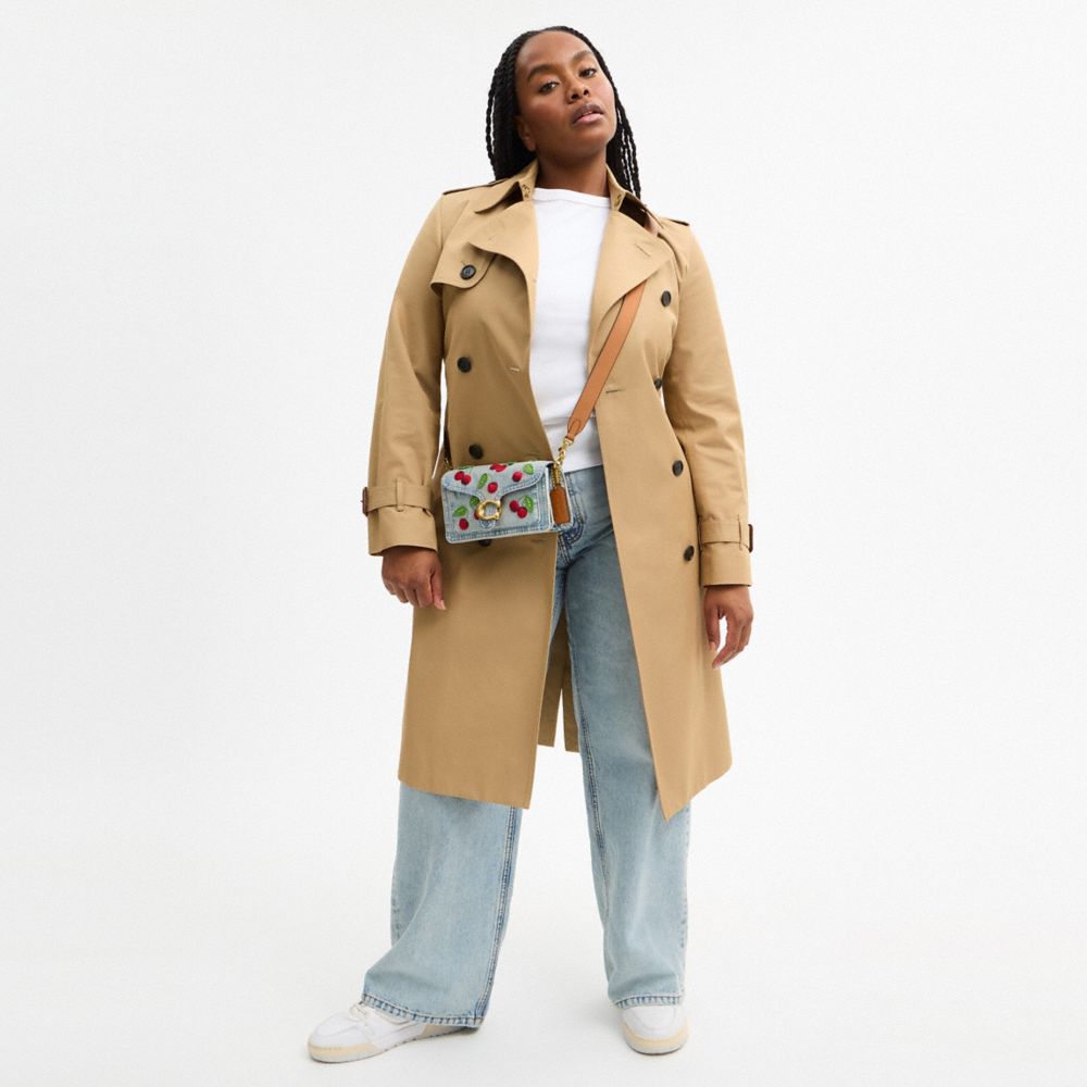 Coach Tabby Shoulder Bag 20 With Cherry Embroidery Brass Denim