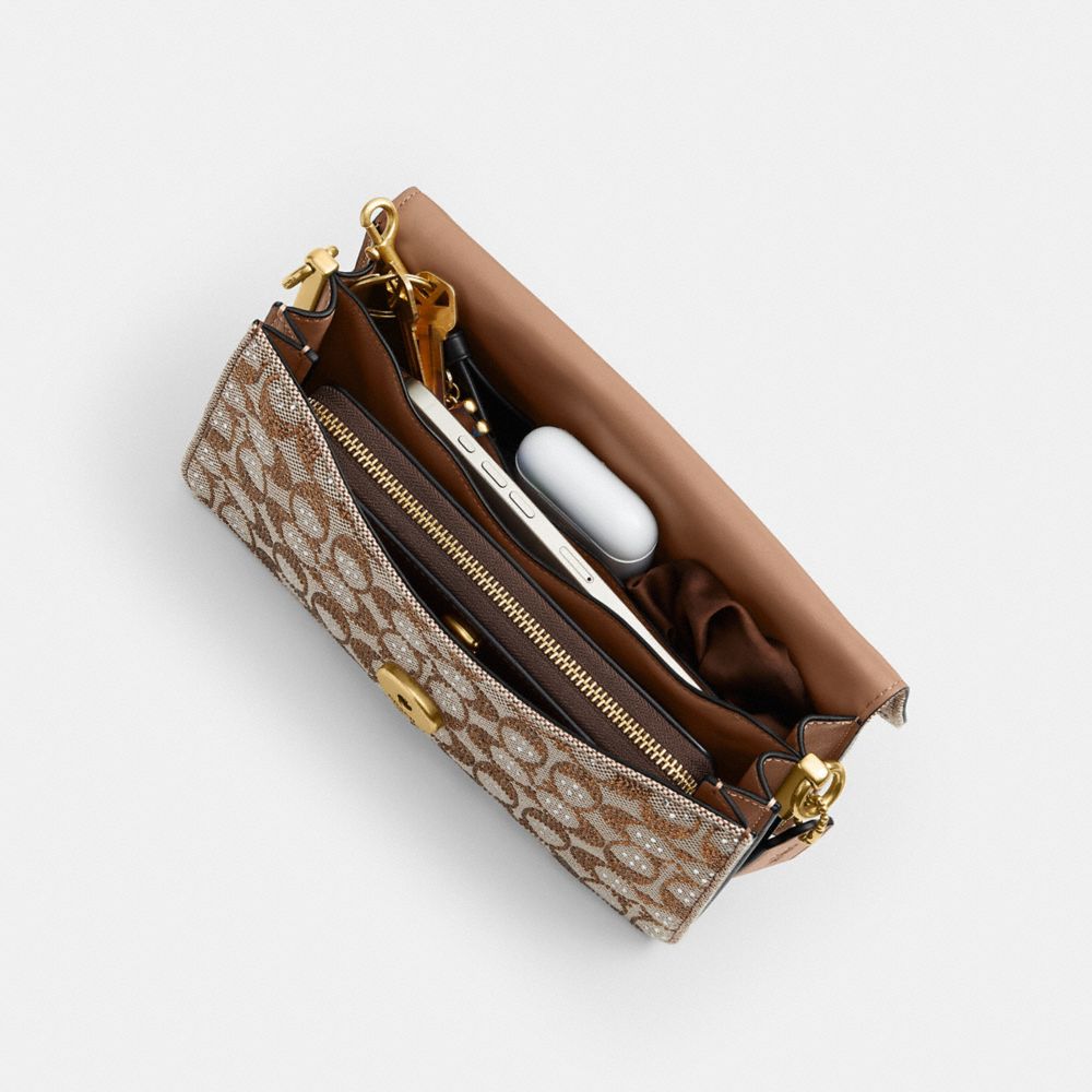 Coach Tabby Shoulder Bag 26 In Crystal Signature Jacquard Brass/Mushroom